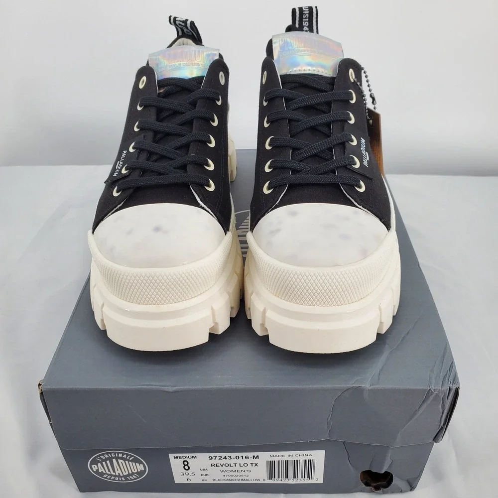 Palladium Unisex W 8 / M 6.5 Revolt Lo TX Black Marshmallow Platform Shoes New‎